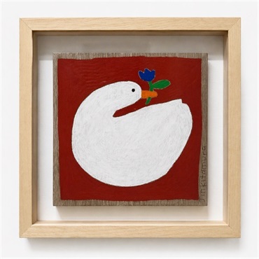 【予約商品】北村人　原画パネル作品「白鳥（赤）」