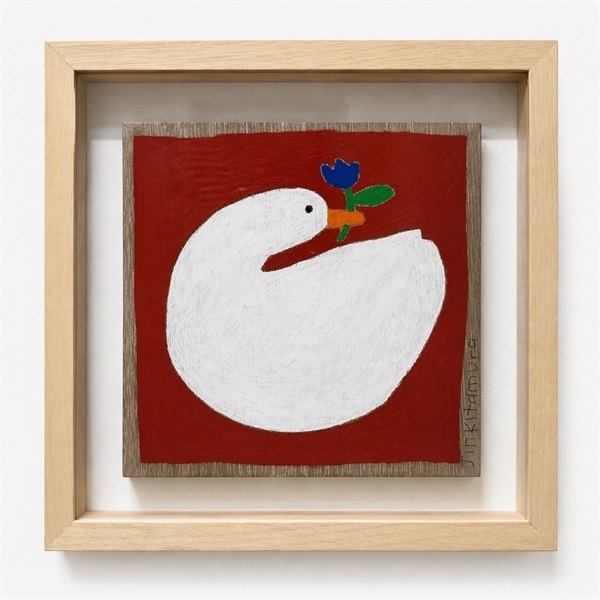 【予約商品】北村人　原画パネル作品「白鳥（赤）」