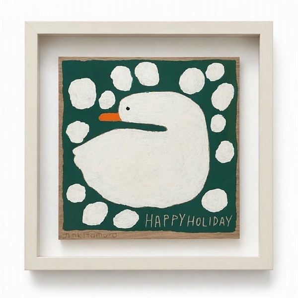 【予約商品】北村人　原画パネル作品「白鳥（緑）」